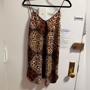 Brown Leopard slip on Print Dress